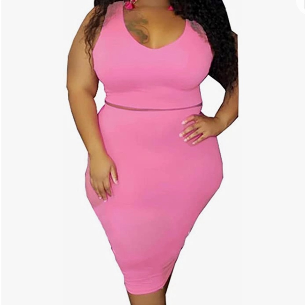 Womens Plus Size 2pcs Midi outfit